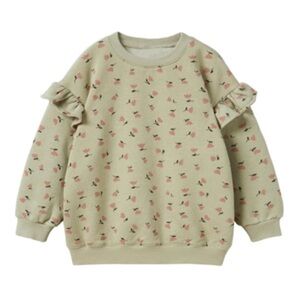 Zara Girls Pistachio Floral Sweatshirt - 4-5T